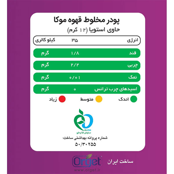 موکا بدون شکر 20 عددی پپتینا
